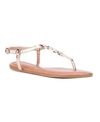 New York & Company Women's Kaia T-Strap Sandal With Metal Hardware