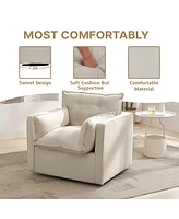 gaomon Swivel Accent Chair, Mid-Century Modern Armchair for Living Room, Comfy Single Sofa Chair with Solid Metal Base, No Assembly Required