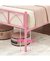 gaomon Metal Bed Frame Twin Pink, Sturdy Modern Stylish Iron with Headboard and Footboard