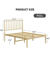 gaomon Full Size Metal Bed Frame with Retro Headboard, 14 Inch Platform Bed Frame Mattress Foundation