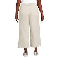 Lands' End Plus Sport Knit Elastic Waist Wide Leg Crop Pants