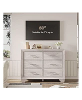 gaomon Dresser For Bedroom, 6 Drawer Chest Of Dressers, Modern Wooden Dresser With Silver Handle For Bedroom, Living Room, Hallway, Entryway