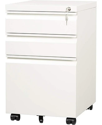 Devaise 3-Drawer Mobile File Cabinet (Under Office Desk), Assembled Except Casters, Fits Letter/Standard Sizes