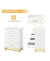 gaomon Dresser For Bedroom With 4 Drawers And Metal Handle,Chest Of Drawers, Sturdy Frame Modern Bedroom Furniture