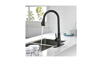 Slickblue Single Handle High Arc Pull-Out Kitchen Faucet Stainless Steel Kitchen Sink Faucet with Pull-Down Sprayer