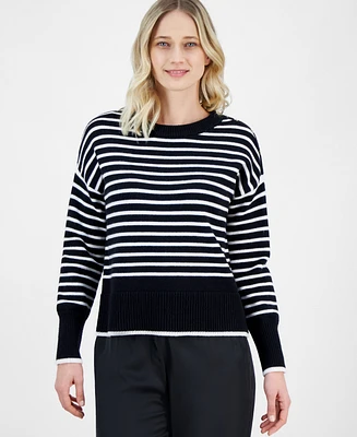 T Tahari Women's Striped Crewneck Sweater