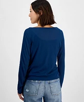 And Now This Petite Long-Sleeve Double-Layer Knit Top, Exclusively at Macy's