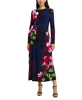 Maggy London Women's Floral-Print Gathered A-Line Dress