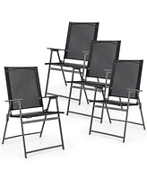 Gymax 4PCS Patio Portable Metal Folding Chairs Dining Chair Set Poolside Garden