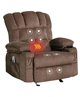 Boyel Living Recliner Chair Massage Heating Sofa with Usb and Side Pocket 2 Cup Holders