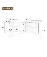 Slickblue 60" Minimalist Sideboard with 4 Doors and Rebound Device for Spacious Living Room & Entryway Storage