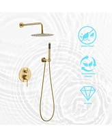 Flynama 1-Handle 2-Spray Rain Shower Faucet and Hand Shower Combo Kit (Valve Included)