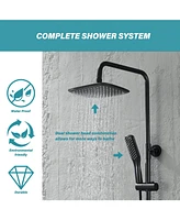 Flynama 3-Spray Patterns with 2.5 Gpm 10 in.Wall Mount Rain Fixed Shower Head with Slide Bar