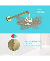 Flynama 1-Handle 2-Spray Rain Shower Faucet and Hand Shower Combo Kit (Valve Included)