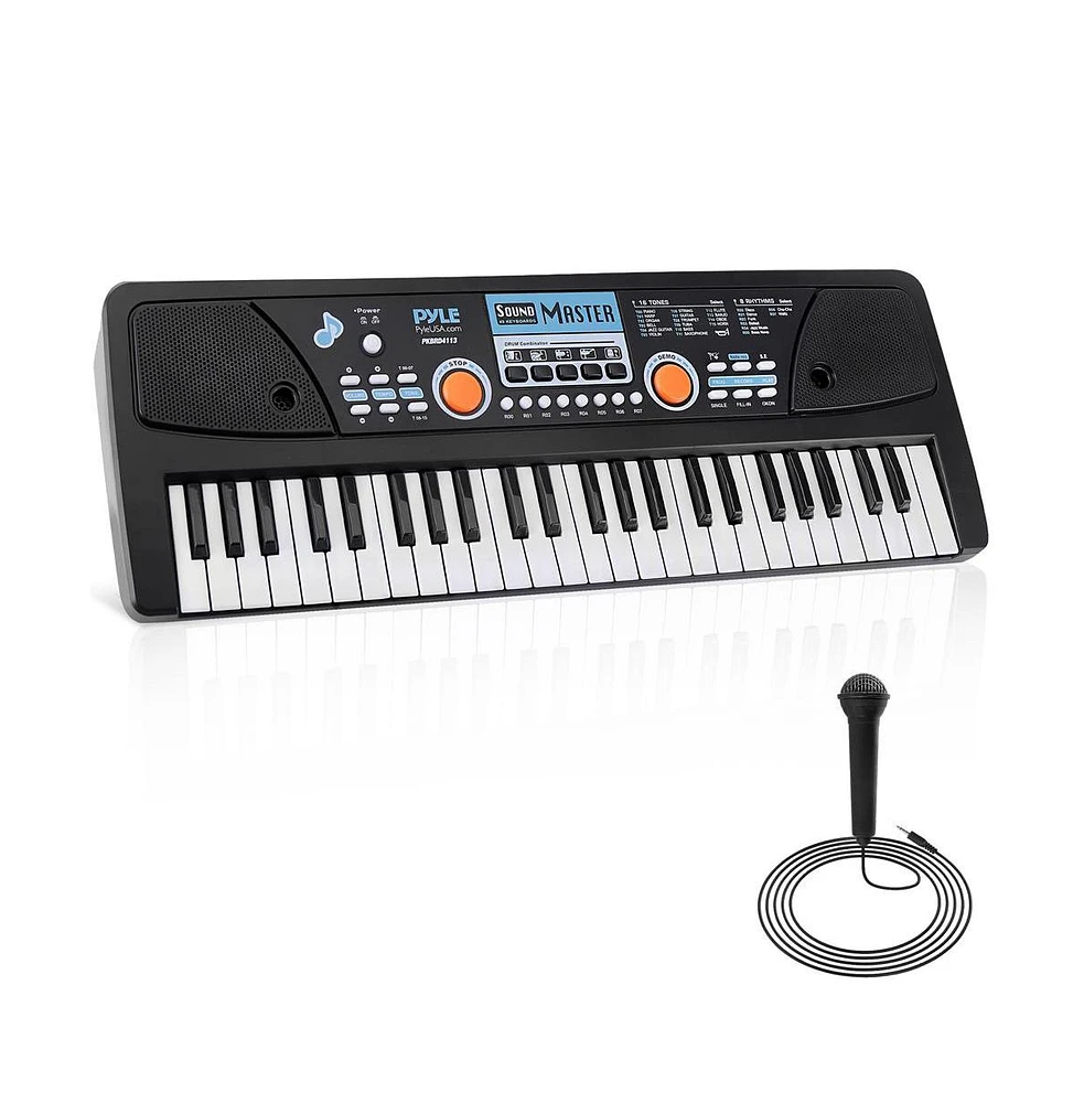 Pyle 49-Key Digital Karaoke Keyboard - Portable Electronic Piano with Rechargeable Battery & Microphone (PKBRD4113)