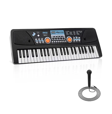 Pyle 49-Key Digital Karaoke Keyboard - Portable Electronic Piano with Rechargeable Battery & Microphone (PKBRD4113)