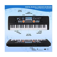 Pyle 49-Key Digital Karaoke Keyboard - Portable Electronic Piano with Rechargeable Battery & Microphone (PKBRD4113)