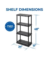 Gracious Living 4 Shelf Knect-a-Shelf Solid Light Duty Storage Unit, Black 3 Pck