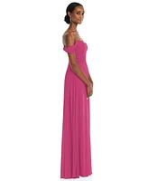 After Six Off-the-Shoulder Basque Neck Maxi Dress with Flounce Sleeves