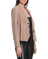 Bagatelle Collection Women's Faux Suede Drape Jacket