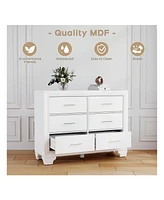 gaomon Dresser For Bedroom, 6 Drawer Chest Of Dressers, Modern Wooden Dresser With Silver Handle For Bedroom, Living Room, Hallway, Entryway