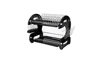 Slickblue Multifunctional Black Dual-Layer Bowl, Dish, Chopstick, and Spoon Collection Shelf – Efficient Dish Drainer