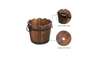 Slickblue Outdoor Reinforced Chinese Fir Planting Pot – Anticorrosive Flower-Shaped Barrel in Carbonized Finish