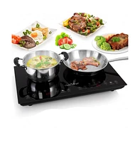 NutriChef Digital Dual Induction Cooktop with Adjustable Temperature Control and Ceramic Glass Top - PKSTIND48