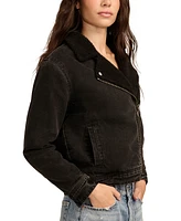 Lucky Brand Women's Faux Shearling Denim Moto Jacket