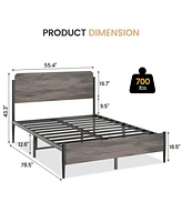 gaomon Full Bed Frame with Wooden Headboard and Footboard,Metal Queen Size Bed Frame