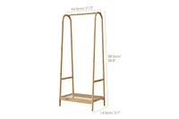 gaomon Bamboo Clothes Rack, Freestanding Clothing Rack with Storage Shelf and Hanging Rod, Easy Assemble, Portable Clothes Rack, Wooden Space