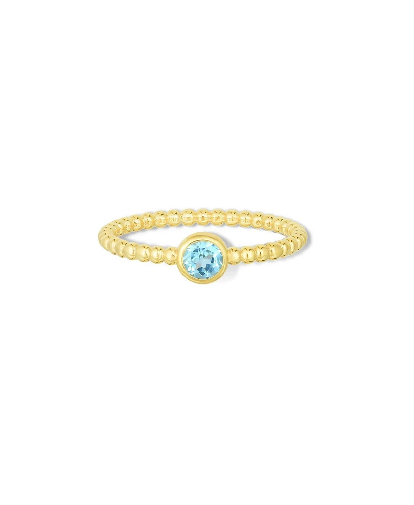 The Lovery Gold Beaded Blue Topaz Ring 14K Gold