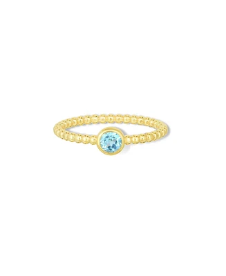 The Lovery Gold Beaded Blue Topaz Ring 14K Gold