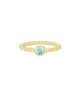 The Lovery Gold Beaded Blue Topaz Ring 14K Gold