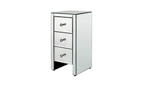 Slickblue S Mirrored Glass Bedside Table with Three Drawers - Elegant Nightstand for Bedroom Storage