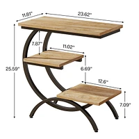 Tribesigns 3-Tier Small Side Table with Storage Shelves Set of 2,Wood C-Shaped End Table for Living Room Small Space