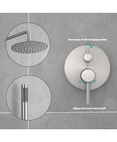 Flynama 2-Handle 1-Spray Round Faucet with 10 in. Rain Shower Headand Handheld Shower Head Set Valve Included