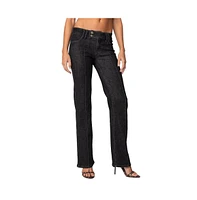 Edikted Womens Avril Boot Cut Low Rise Jeans