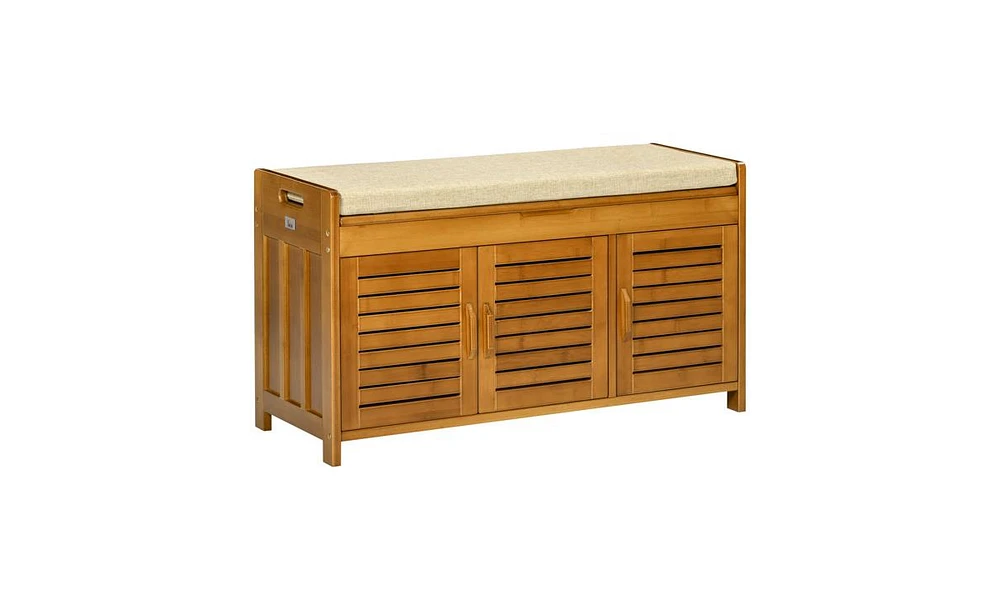 Slickblue Shoe Bench with Storage Cabinets - Stylish Entryway Organizer with Hidden Storage and Seating