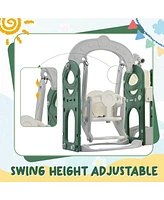 Slickblue 5-in-1 Toddler Slide and Swing Set Kids Playground Climber with Telescope for Indoor & Outdoor Fun