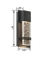 Flynama Clear Seedy Crystal not Motion Sensing Outdoor Hardwired Wall Lantern Sconce with Led