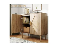 gaomon Sideboard Buffet Kitchen Storage Cabinet with Rattan Doors, Modern Rattan Storage Cabinet Free Standing Accent Cabinet for Living Room, Hallway