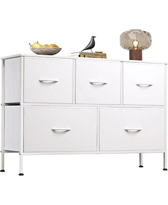 Wlive Dresser for Bedroom with 5 Drawers Long Fabric Storage Drawer Unit Bins Closet Hallway