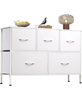 Wlive Dresser for Bedroom with 5 Drawers Long Fabric Storage Drawer Unit Bins Closet Hallway