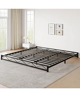 gaomon King Size Bed Frame, Metal Low Platform Bed Frame, with Wavy Pattern, Metal Slat Support