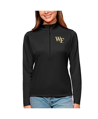 Antigua Women's Black Wake Forest Demon Deacons Tribute Quarter-Zip Pullover Top