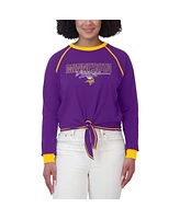 Wear by Erin Andrews Women's Purple Minnesota Vikings Tie-Front Long Sleeve T-Shirt