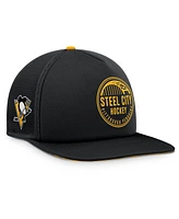 Fanatics Men's Black/Gold Pittsburgh Penguins Authentic Pro Hometown Rink Foam Trucker Snapback Hat