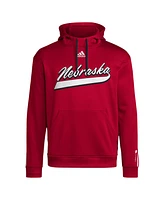 Adidas Men's Scarlet Nebraska Huskers 2024 Sideline Travel Pullover Hoodie