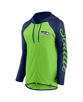 Fanatics Women's Neon Green/College Navy Seattle Seahawks Script Full-Zip Hoodie